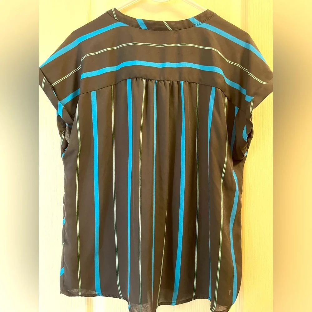 Apt 9 black with blue striped blouse. Size L. - Picture 3 of 3